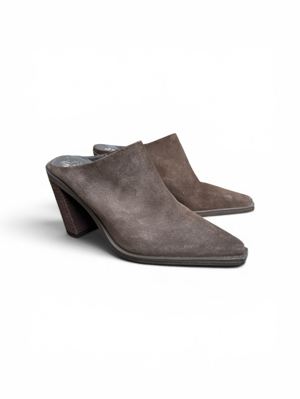 Vince Camuto Weeren Brown Suede Mules Western Shoes Sz 7